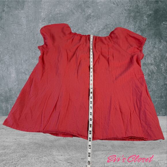 Faded Glory Women's Short Sleeve Blouse Top  Button Down Ruffle Sz 3X (22W/24W) - Picture 10 of 10